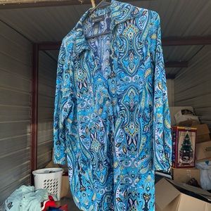 INC 3/4 sleeve blouse blue tones